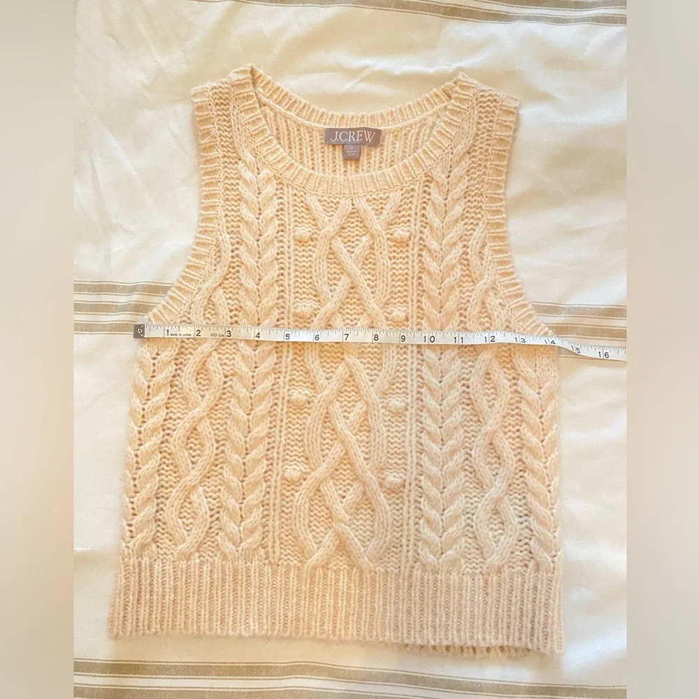 J.Crew Cream Knit Sweater Vest Preppy Classic Layering Size S